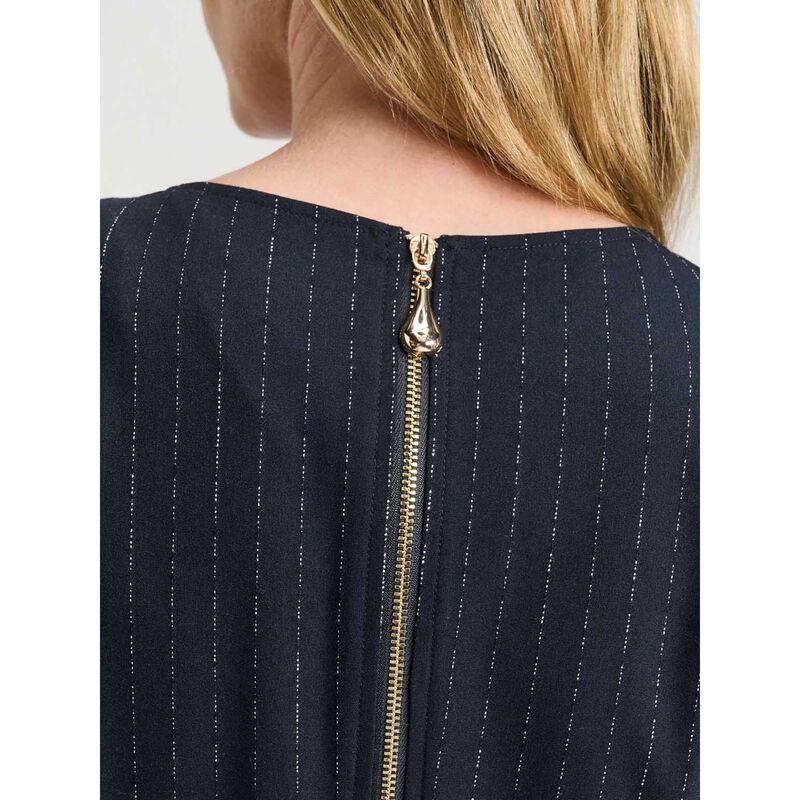 Veronika Maine Navy Pinstripe Panelled Midi Dress image number 2
